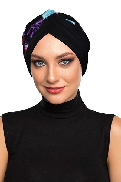 fidan bone Authentic Embroidery Motif Lined Ready Made Hijab Bonnet