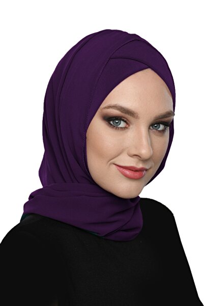 fidan bone غطاء رأس طبي جاهز بلون أرجواني سادة مع وشاح، مناسب للصلاة وللاستخد...