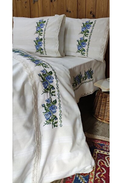 Pamuk Evim مجموعة غطاء لحاف أصلية مخيطة بشكل متقاطع