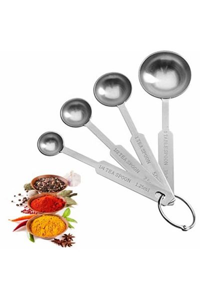 KanyonGrup Metal Tiny Measuring Spoons Liquid Scale Set of 4