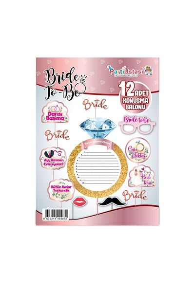 Parti Ustası Alya-Boutique Speech Bubble Set of 12 - Bride