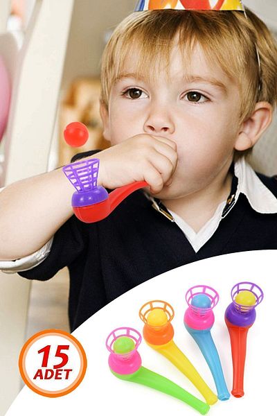 Bundera 15 Pieces Saxophone Blowing Ball - Karne Gift, Popit Pipette Breathe Ball Lift Educational Toy