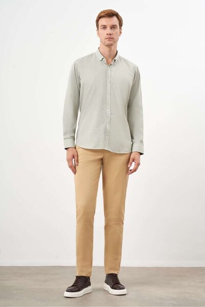 Morven Men's Green Plaid Buttoned Lapel Regular Fit Shirt