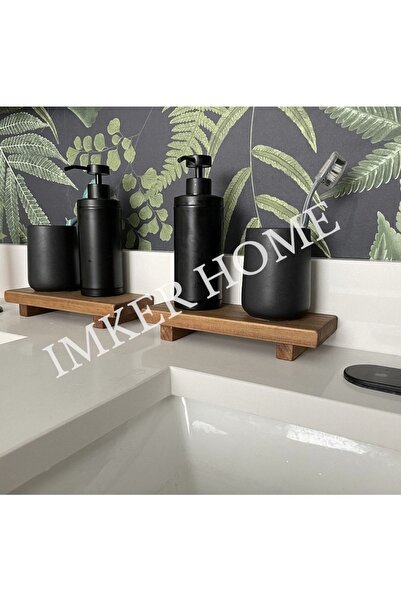 IMKER HOME Banyo Düzenleyici Sıvı Sabunluk Amber Şişe Altlığı Yükseltici Stand Tezgahüstü Organizer