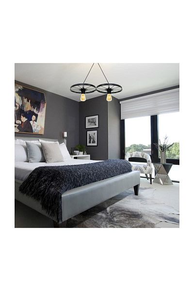 Bundera Bicycle Wheel Pendant Lamp Double Chandelier Metal Retro Wrought Iron Bar Hotel Restaurant Ceiling Lamp