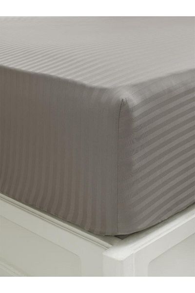 Karna Home Stripe Single Cotton Satin Fitted Sheet 90x200 Cm
