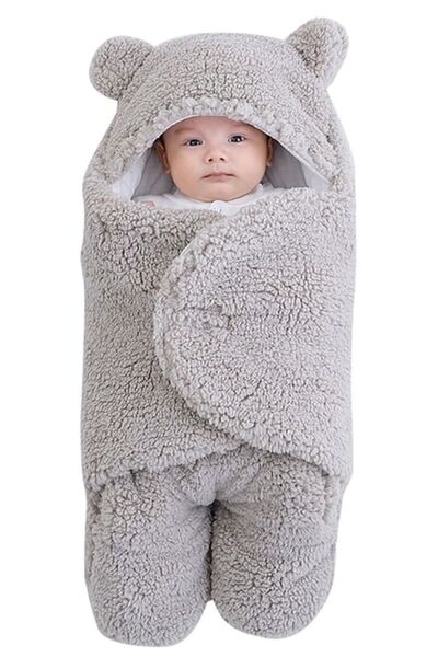 Bundeba Generation 0-6 Months Wellsoft Sleeping Bag Newborn Hooded Wrap Blanket Plush Baby Outer Swaddle