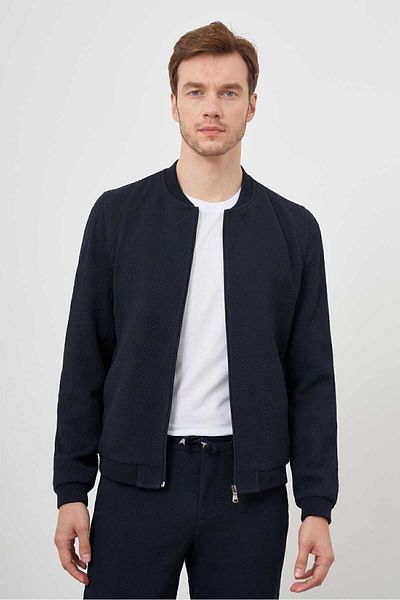 Morven Ανδρικό παλτό Navy Blue Polyviscon με φερμουάρ