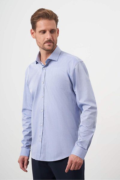 Morven Cămașă pentru bărbați, albastră, din bumbac, cu model, cu guler italian