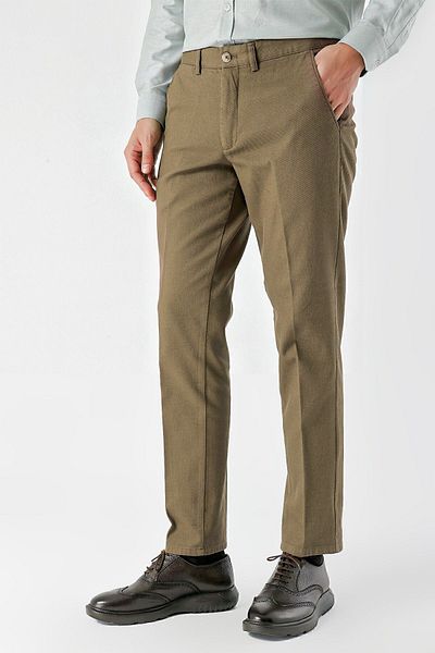 Morven Men's LIGHT BROWN Cotton Side Pocket Dynamic Fit Chino Trousers