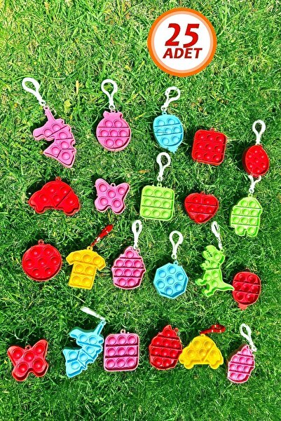 Bundeba 25'li Popit Anahtarlık 25 Adet Hediyelik Popit Anahtarlık Doğum Günü Karne Günü Hediyesi
