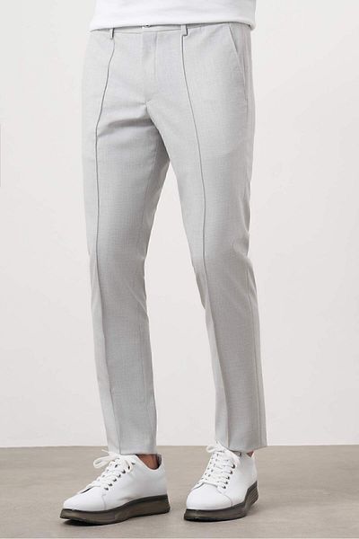Morven Men's Gray Polyviscose Trend Straight Slim Fit Ribbed Elastic Trousers