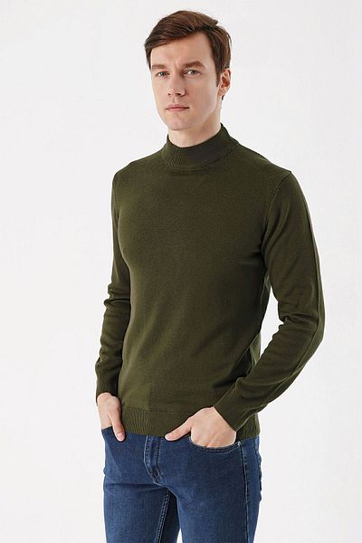 Morven Πλεκτό πουλόβερ Basic Dynamic Fit Relaxed Cut με μισό ζιβάγκο