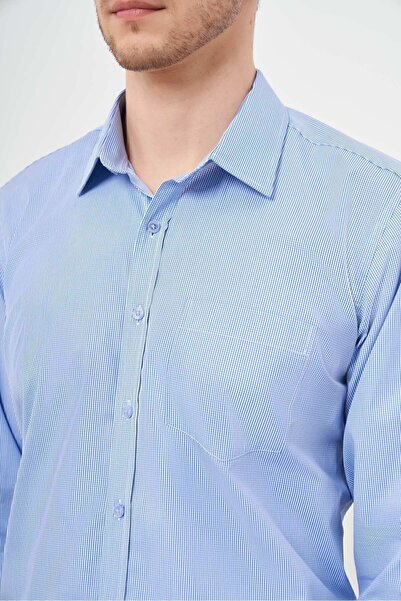 Morven Men's Blue Cotton Plaid Pocketed Hard Collar Regular Fit Shirt
