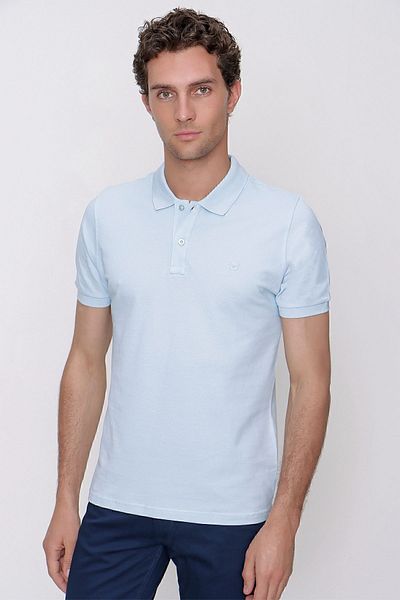 Morven Tricou pentru bărbați, albastru, cu gât polo, cu croială dinamică