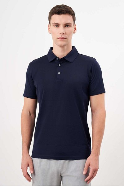 Morven Ανδρικό μπλουζάκι με γιακά πόλο Navy Blue Trend Dynamic Fit