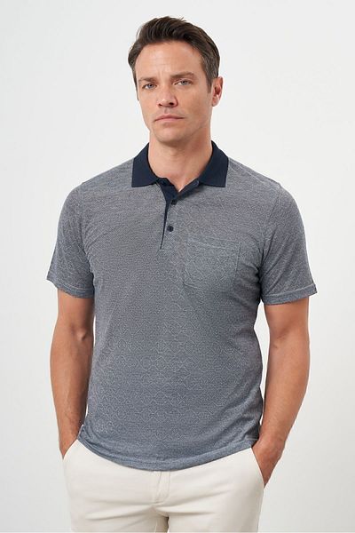 Morven Ανδρικό μπλουζάκι με γιακά πόλο με τσέπη Navy Blue Trend