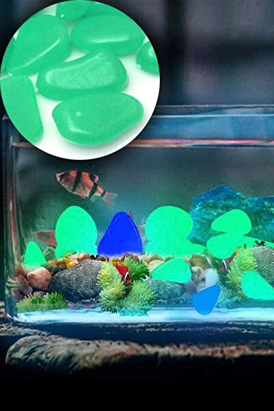 Bundera 50 Adet Fosforlu Akvaryum Çakıl Taşı Gece Parlayan Fosforlu Çakıl Taşları Parlak Fosfor Taş