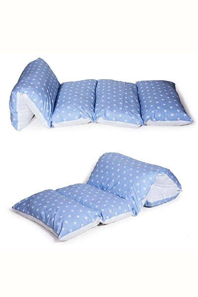 Bundera Puf Yıldızlı Mavi Çocuk Katlanır Yer Minderi Bebek Yer Yatağı 5 Bölmeli Yastık Oyun Halısı