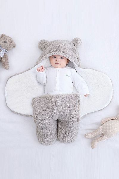 Bundera Generation Newborn 0-6 Months Baby Outer Swaddle Sleeping Bag Wellsoft Plush Hooded Wrap Blanket