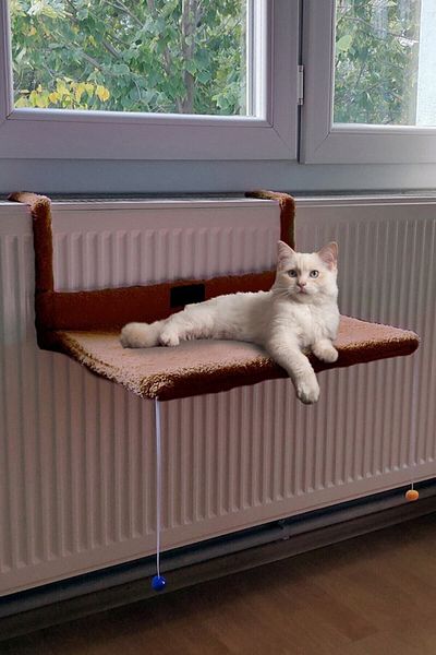 Bundera Cat Radiator Bed Coffee Heating Honeycomb Top Hanger Polar Plush Cat Bed Hammock