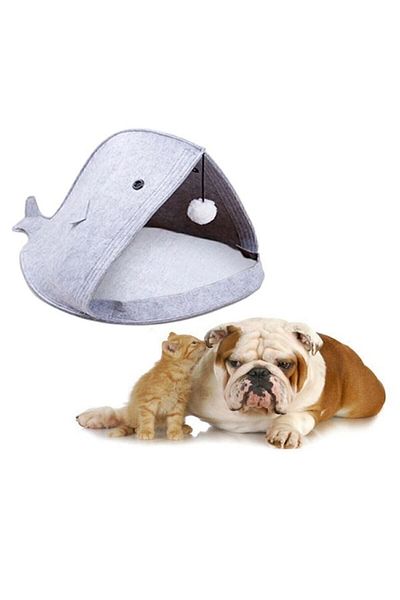 Bundeba Cat Hut Cat And Dog Bed Hut Cushion Pet Hut Pet Bed Nest Hut Gray