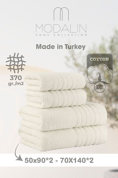 Acacia 4-Piece Bath Towel Set Dora Cream - 70 X 140