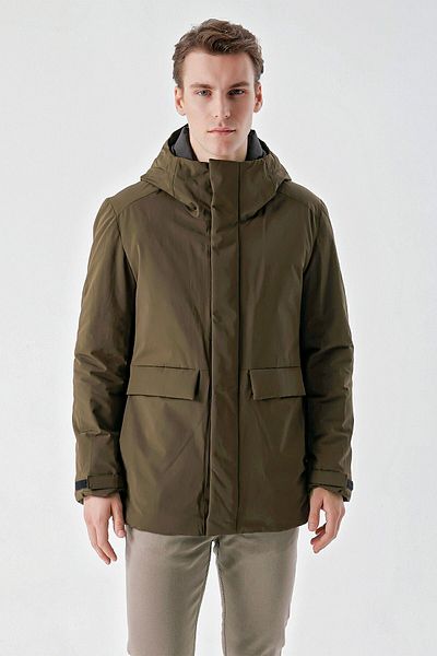 Morven Ανδρικό παλτό με κουκούλα Khaki Flora Dynamic Fit Relaxed Cut