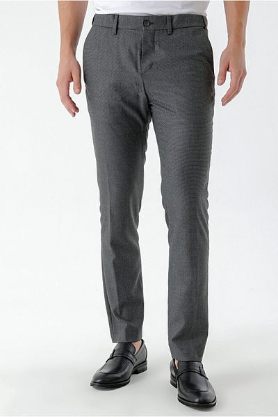 Morven Men's Black Beard Patterned Slim Fit Classic Trousers