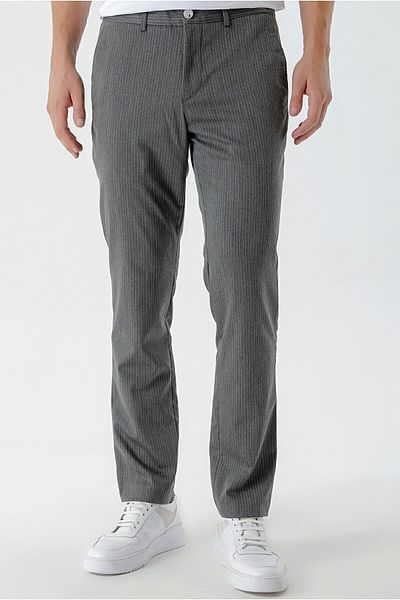 Morven Men's Smoked Polyviscon Trend Striped Slim Fit Classic Trousers