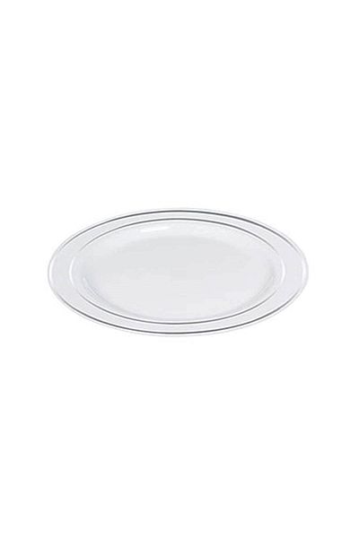 Kullan At Market White Silver Gilded Roll-up Plastic Plate - 19cm, 6 Pieces