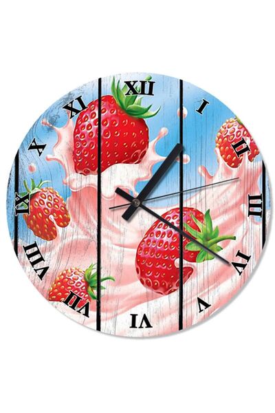 Generic Brand 30 cm Diameter Strawberry Milk Time Patterned Wall Clock