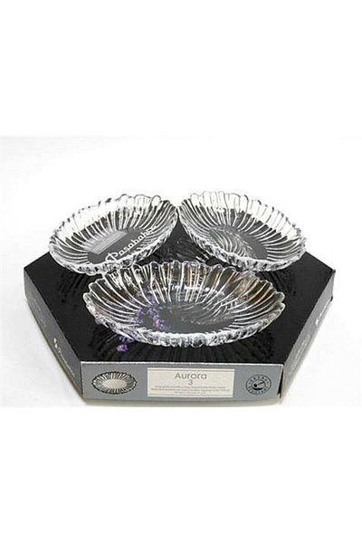 Paşabahçe Aurora Series 3 Glass Boats for Snacks and Breakfast Treats