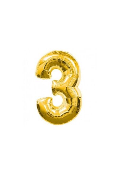 ALYA بالون هيليوم من رقائق معدنية كبيرة مكونة من 3 أرقام ذهبية اللون - بوتيك