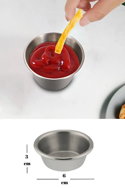 Evren 20 Adet Paslanmaz Çelik Sosluk, Burger Yanı Ketçap Mayonez Sosluk Baharatlık 20’li Set (6x3cm)