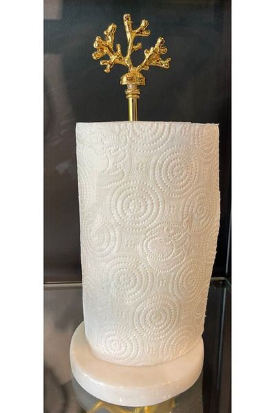 misscocohome Marble Footed Metal Paper Towel Holder