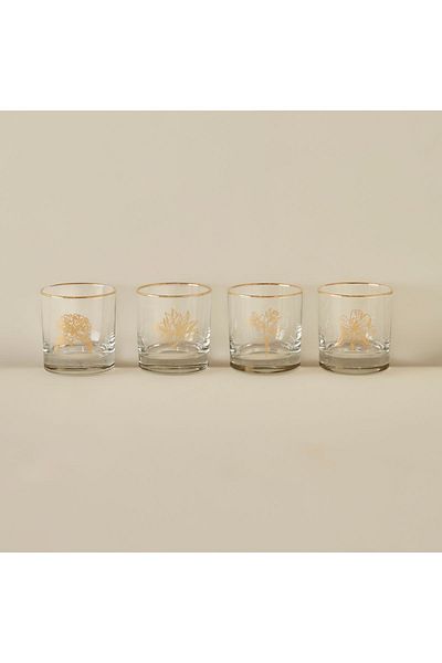 Bella Maison Set of 4 Glasses Flowers of Fortune Gold (300 Cc)