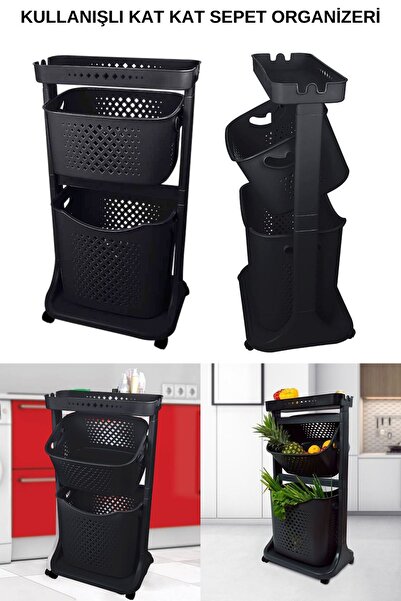 Manken İstanbul Kat Kat Sepet Organizeri, Tekerlekli Taşınabilir Organizer, D...