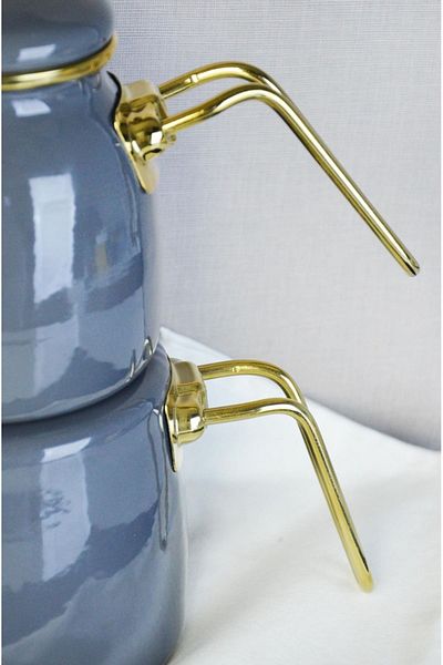 Bayev Elite Class 201297   - Gray Enamel Teapot, Stylish Handle Design