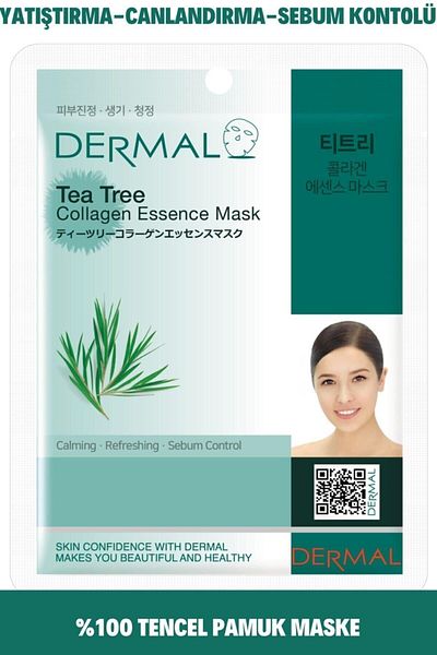 Dermal 23 Gr Collagen Face Mask - Tea Tree Extract, Soothing and Revitalizing, Sebum Control