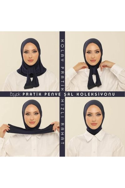 Beyzak Indigo Practical Combed Cotton Shawl - Women's Hijab Velcro Hijab Bonnet