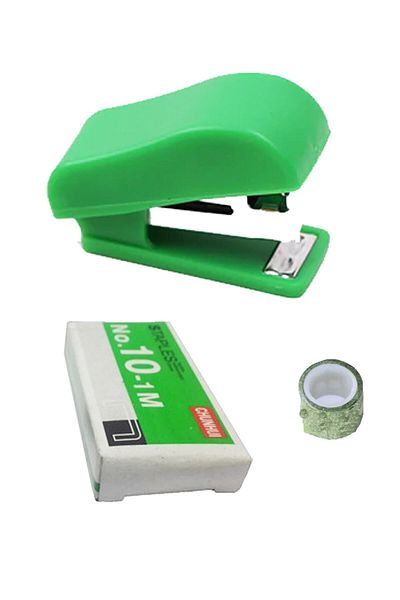 Emach Dizayn Mini Stapler Tape Staple Set of 3 Dark Green 3.8 Cm