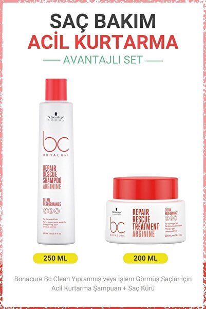 Bonacure BC Clean Acil Kurtarma Şampuanı + Saç Kürü - Yıpranmış veya İşlem Gö...