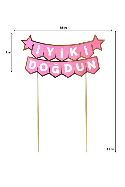 Parti Adresi Cake Top Banner Happy Birthday Written Birthday Cake Decoration Pink Gold