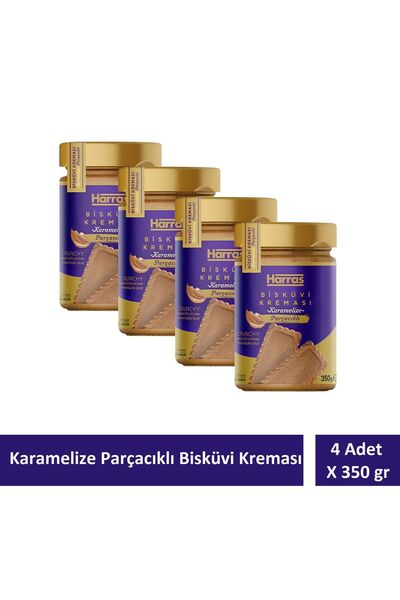 Harras Karamelize Bisküvi Kreması Bisküvi Parçacıklı Crunchy 350 gr X 4 Adet