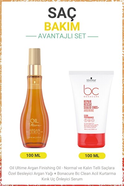 Bonacure Argan Finishing Oil - Besleyici Argan Yağı + BC Clean Acil Kurtarma ...