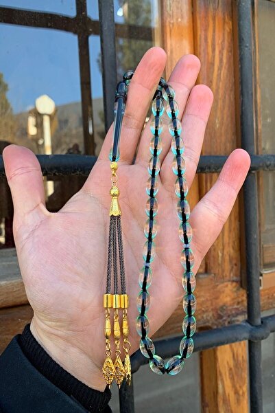 Tesbih Dünyası Mărgele de rugăciune de chihlimbar cu pulbere Vernier pentru b...