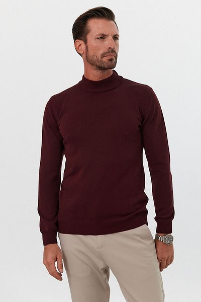 Livio Ferri мъжки трикотажен пуловер Slim Fit с висока яка - полувисока яка