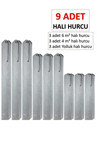 Genel Markalar Pamuklu 9 Adet Kumaş Halı Hurcu Birinci Sınıf Tela Kumaş Bağcıklı Halı Hurcu 9 Gri 30 cc makinede y