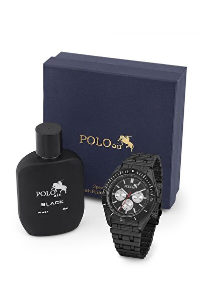 Polo Air Lüx Erkek Kol Saati Ve Parfüm Seti Hediyelik Kutusunda Kombin Siyah ...
